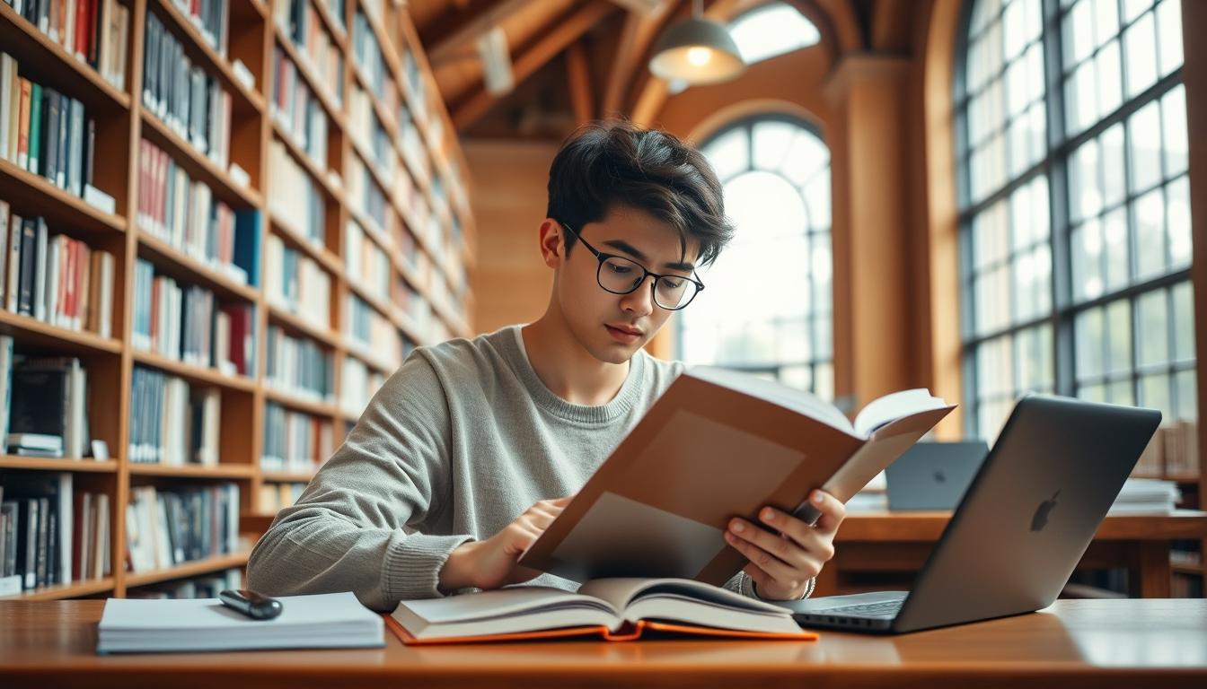 Student using a study guide to organize academic notes